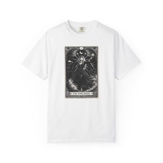 Discover The Sorcerer Tarot Illustration T-Shirt | Occult Moon Card Art