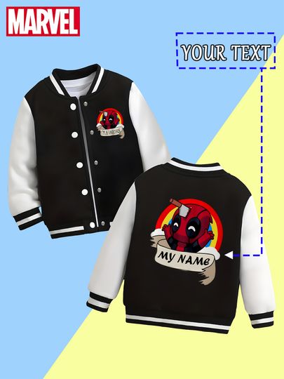 Marvel Boys Baseball Jacket - Deadpool Rainbow Funny Pattern, Unique and Fun, Super Cool for Birthday Parties and Fashion