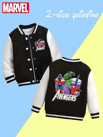 Discover MINISO Marvel Avengers Fun Cup Boys Baseball Jacket - Avengers hero cup creative print, double-sided to convey childishness, com