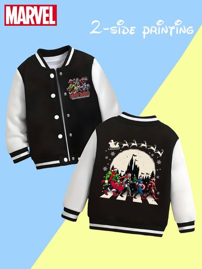 Discover MINISO Marvel Avengers Abbey Road Boys Baseball Jacket - Avengers heroes imitate the classic crossing the street style, double-s