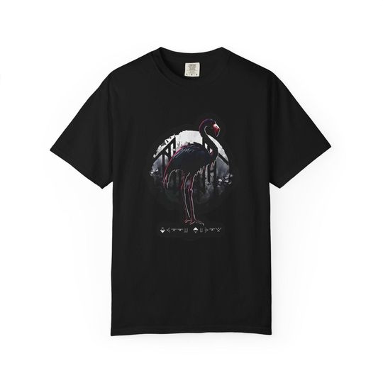 Discover Dark Flamingo Illustration T-shirt | Gothic Bird Graphic