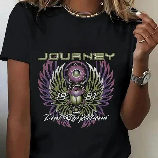 Discover Vintage Journey Scarab Captured Album Japan Tour 1981 Graphic Tee, Journey Hoodie, Concert Sweatshirt, Cover Rock band Merch Shirt