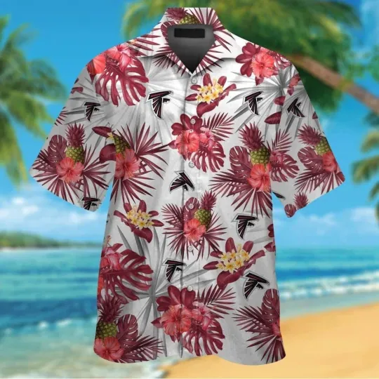 Discover Atlanta Tropical Design Hawaiian Short Sleeve Shirt Button Up