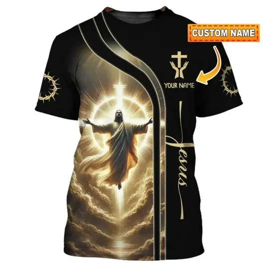 Discover Personalized Jesus Christian Gift AOP Shirt 3D T-Shirt Full Size S-5XL