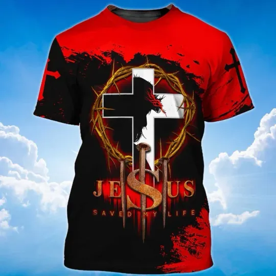 Discover Jesus Christ Saved My Life Christian Gift AOP 3D T-Shirt Full Size S-5XL