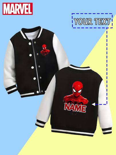 Discover Marvel Boys Baseball Jacket - Spider-Man classic portrait print, high color reproduction, eye-catching for daily school a