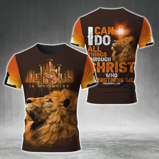 Discover Jesus And Lion Christian 3D All Over Printed Clothes 3D Shirt Full Size S-5XL