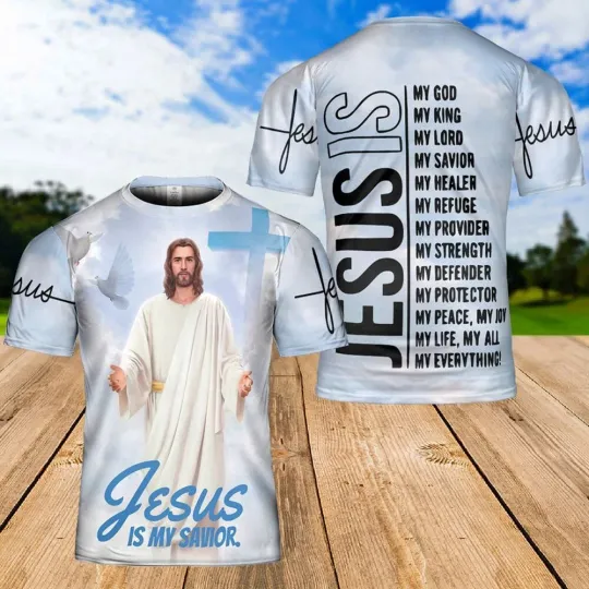Discover Jesus Is My Savior Peace Jesus AOP Shirt Christian 3D shirt Full Size S-5XL