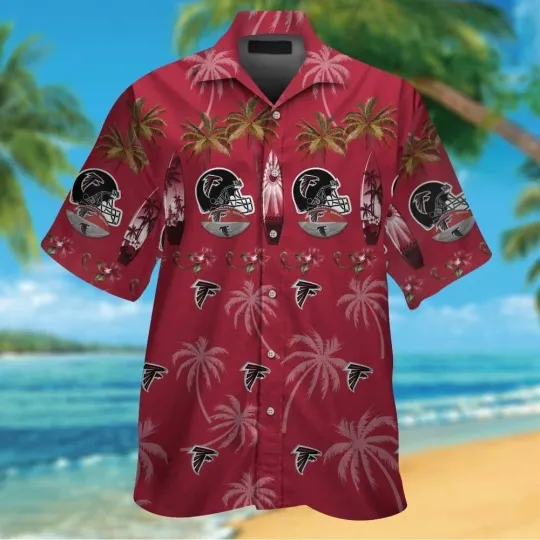 Discover Button Up Short Sleeve Atlanta Football Tropical Hawaiian Shirt