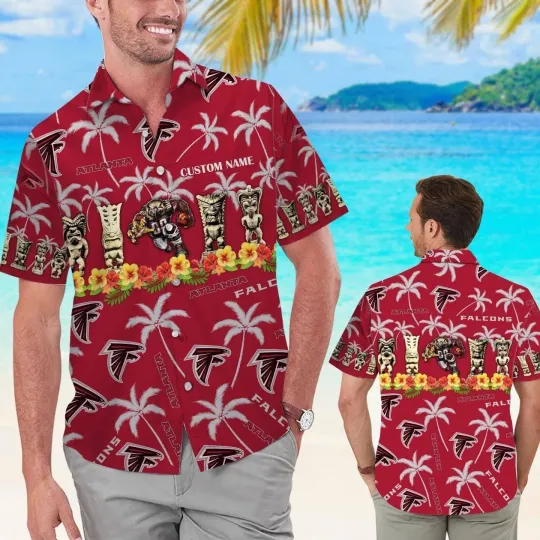 Discover Atlanta Football Name Personalized Short Sleeve Button Up Tropical Hawaiian Shirt