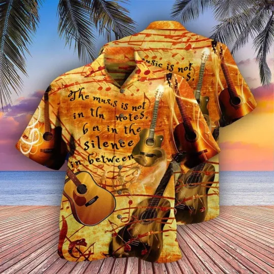 Discover Guitar Vintage Aloha Hawaiian Shirt For Summer The Silence Guitar Hawaiian Shirt