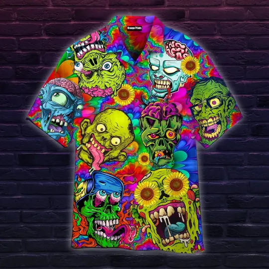 Discover Colorful Zombie Skull Hippie Hawaiian Shirt For Men Women Adult Wt1723