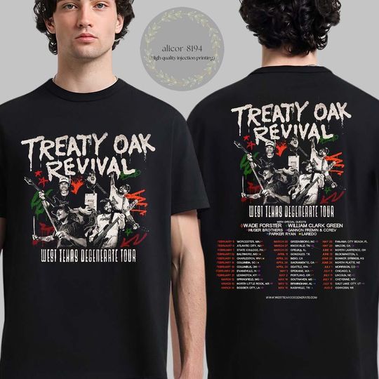 Discover Treaty Oak Revival 2026 West Texas Tour Double Sided T-Shirt/Hoodie