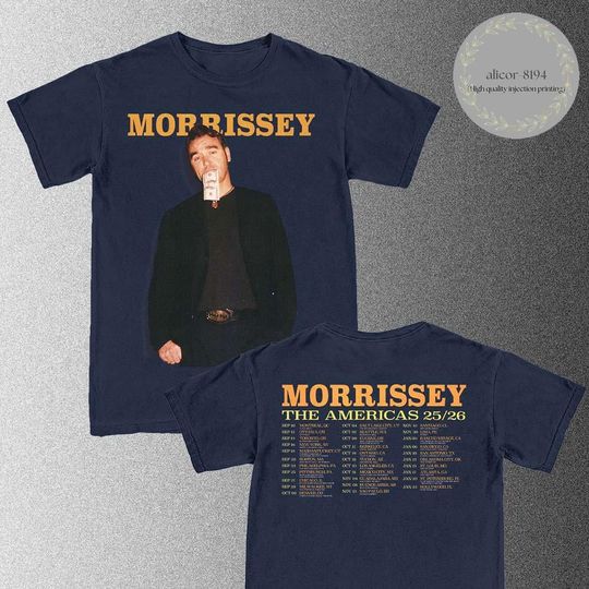 Discover Morrissey The Americas 2025 2026 North America City Dates Double Sided T-Shirt/Hoodie