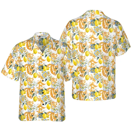 Discover Sicilian Style Lemon Print Aloha Hawaiian Shirt For Summer Colorful Shirt For Me