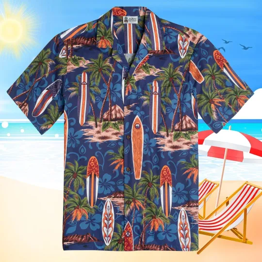 Discover Aloha Republic Navy Hawaiian Shirt For Hawai Fans