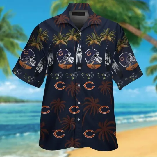 Discover Chicago Football Short Sleeve Button Up Tropical Hawaiian Shirt VER015