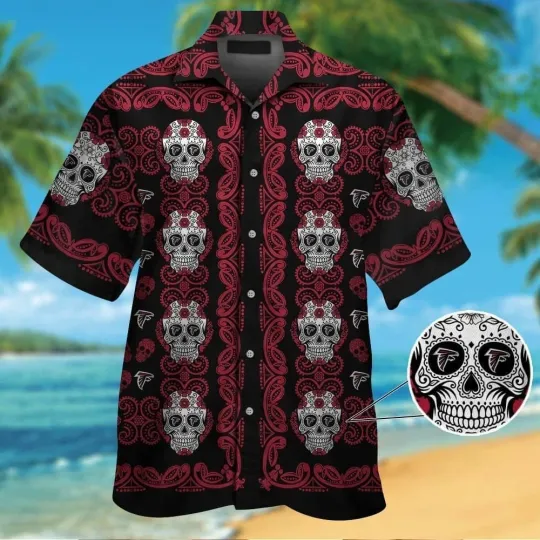 Discover Atlanta Falconsskull Short Sleeve Button Up Tropical Hawaiian Shirt VER02
