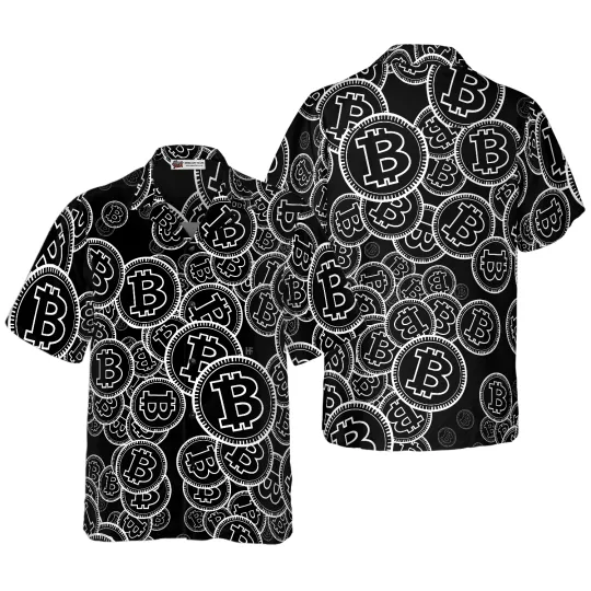 Discover Digital Bitcoin Crypto Aloha Hawaiian Shirt For Summer Colorful Hawaiian Shirt O