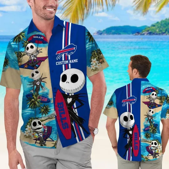 Discover Buffalo Football Jack Skellington Hawaiian Short Sleeve Tropical Shirt