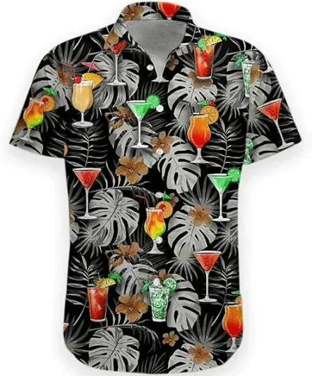 Discover Cocktail Palm Leaf Hawaiian Shirt Beach Shirt Gift for Men and Women Summer Trip