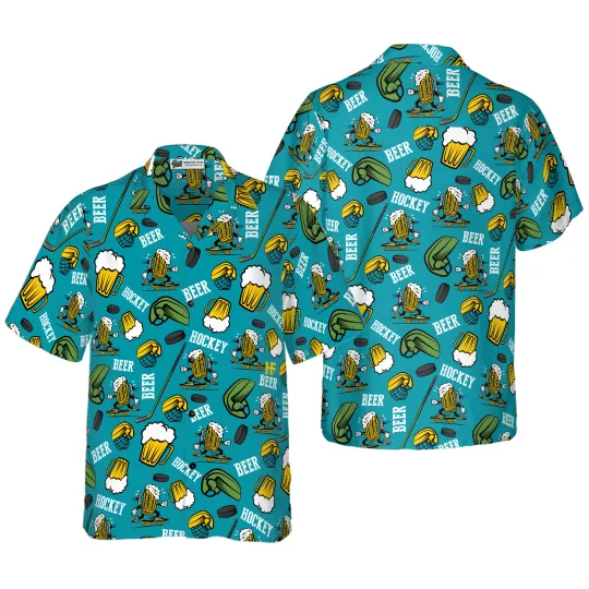 Discover Hockey And Beer Aloha Hawaiian Shirt For Summer Colorful Hawaiian Shirt Outfit F