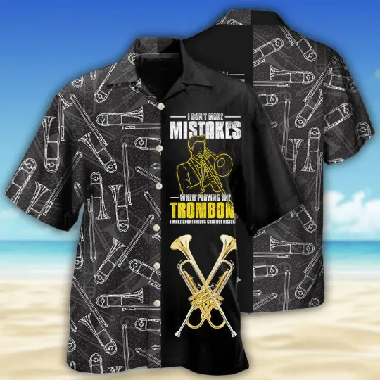 Discover Golden Trombone Hawaiian Shirt Beach Shirt Gift for Men and Women Summer Trip