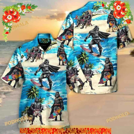 Discover Star Wars Darth Vader Surfing Hawaiian Shirt, Gift For Beach Trip