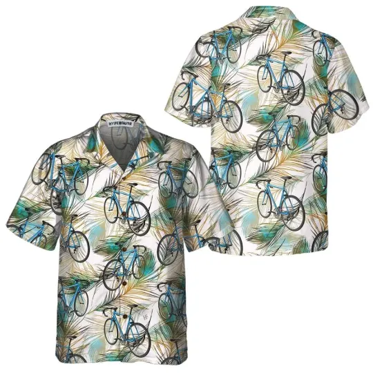 Discover Cycling Feather Hawaiian Shirt Tropical Bicycle Shirt For Men Women Be