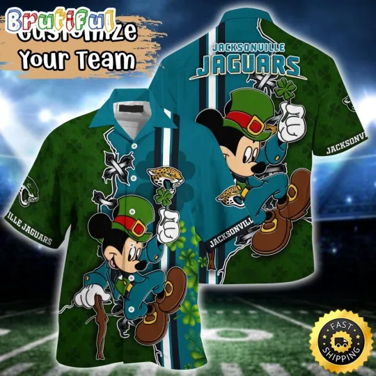 Discover Customized football Jacksonville Jaguars Hawaiian Shirt Mickey Mouse Patricks Day