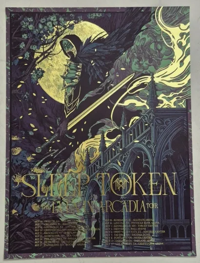Discover Sleep Token Gold Foil Poster - Even in Arcadia 2025 US Tour Official Merchandise