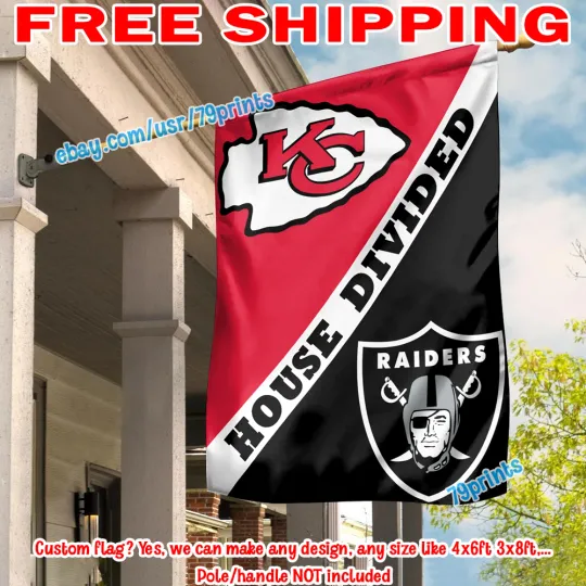 Kansas City Chiefs vs Oakland Raiders House Divided Flag Banner 2026 football