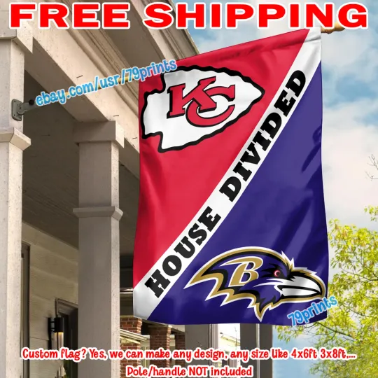 Kansas City Chiefs vs Baltimore Ravens House Divided Flag Banner 2026 football