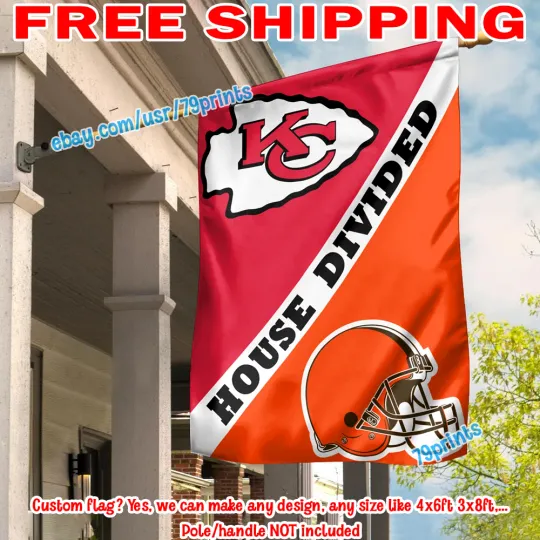 Kansas City Chiefs vs Cleveland Browns House Divided Flag Banner 2026 football