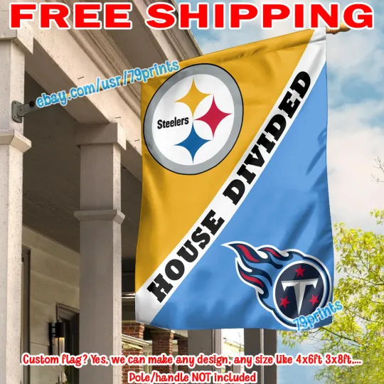 Discover Pittsburgh Steeler vs Tennessee Titans House Divided Flag Banner 2026