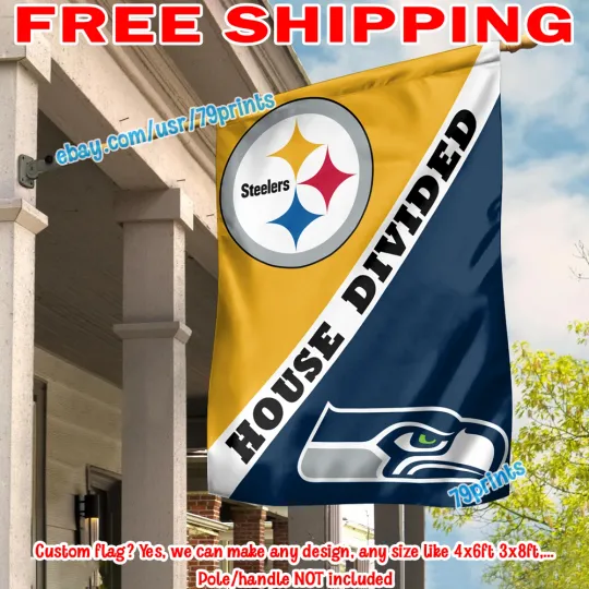 Pittsburgh Steeler vs Seattle Seahawks House Divided Flag Banner 2026