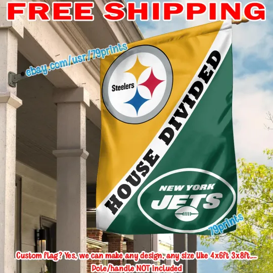 Discover Pittsburgh Steeler vs New York Jets House Divided Flag Banner 2026 football