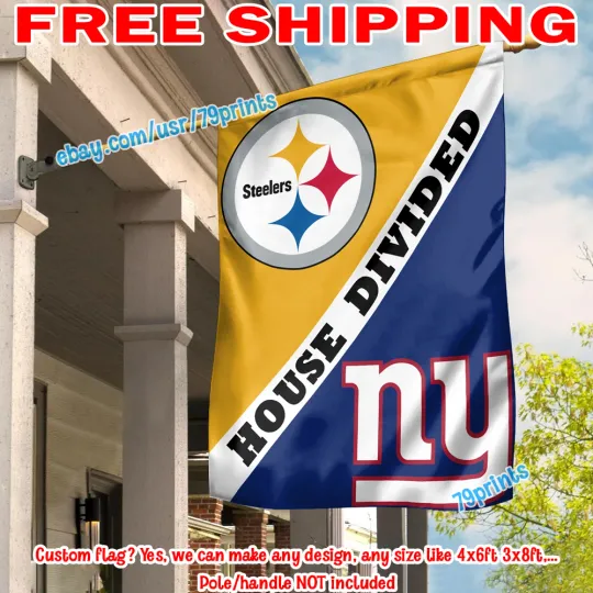 Pittsburgh Steeler vs New York Giants House Divided Flag Banner 2026 football