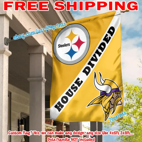 Pittsburgh Steeler vs Minnesota Vikings House Divided Flag Banner 2026