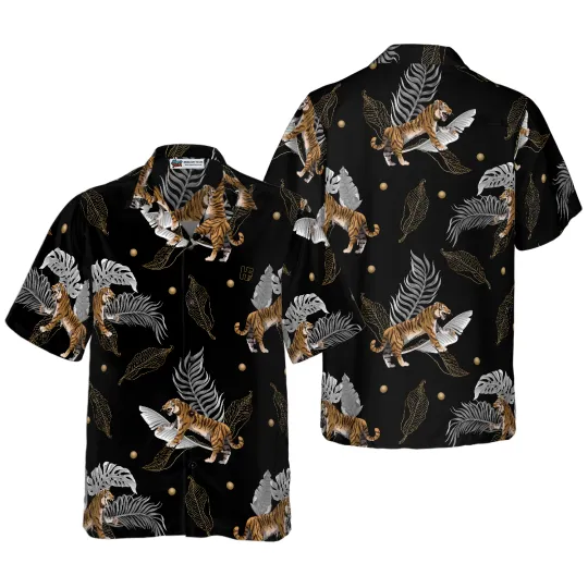 Discover Tiger With Palm Leaves Shirt For Men Hawaiian Shirt
