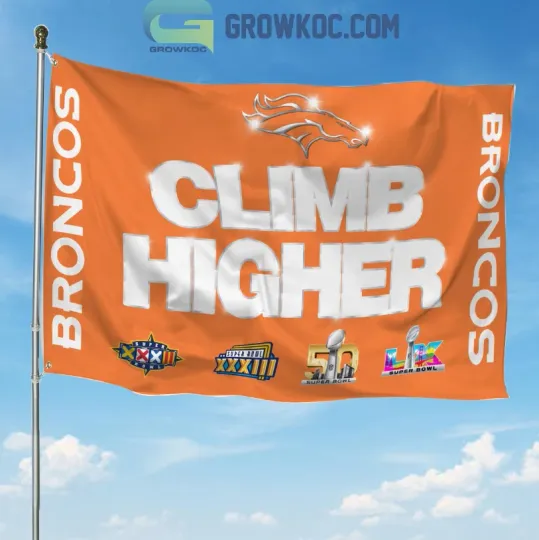 Discover Denver Bronco Climb Higher Flag House Flag