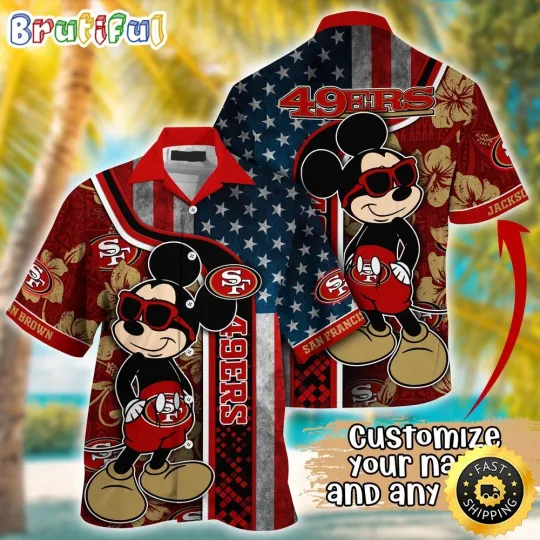 Discover Customized football San Francisco Hawaiian Shirt Mickey Mouse Tropical Shirt