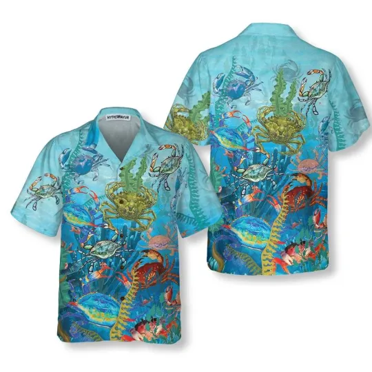 Discover Underwater World Crab Hawaiian Shirt Cool Crab Shirt For Men And Women