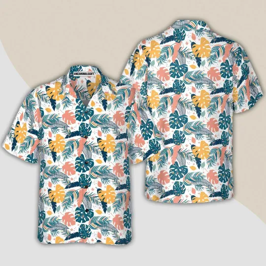 Discover Tropical Leaves Elegant Exotic Aloha Hawaiian Shirt For Summer Colorful Hawaiian