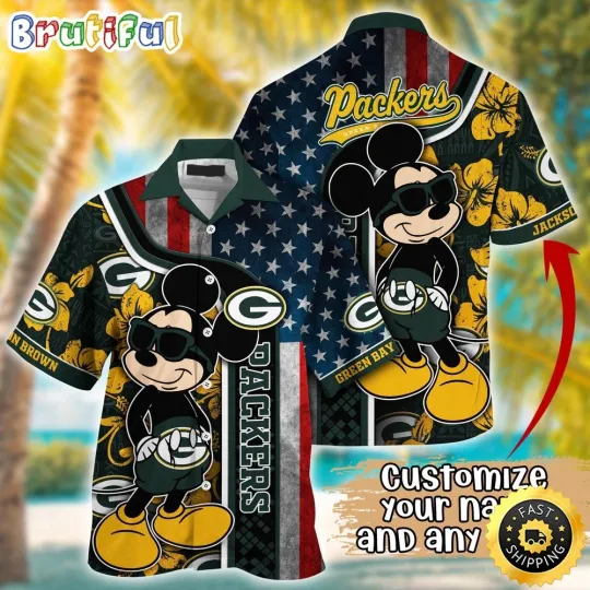 Discover Customized football Green Bay Hawaiian Shirt Mickey Mouse Tropical Shirt