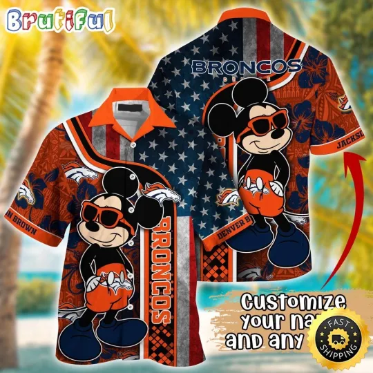 Customized football Denver Hawaiian Shirt Mickey Mouse Tropical Shirt