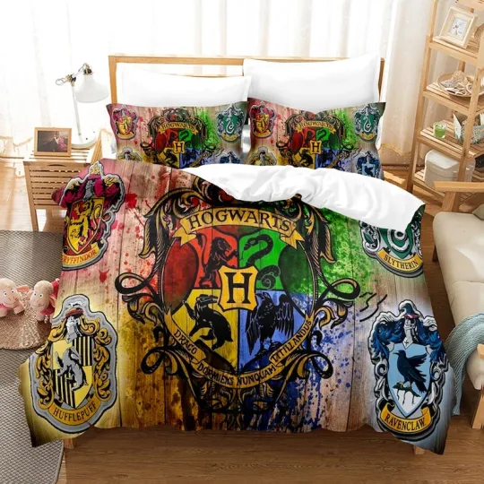 3D Printed Harry Potter Hogwarts Bedding Set with Duvet Cover
