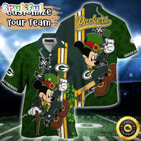 Discover Customized football Green Bay Hawaiian Shirt Mickey Mouse Patricks Day