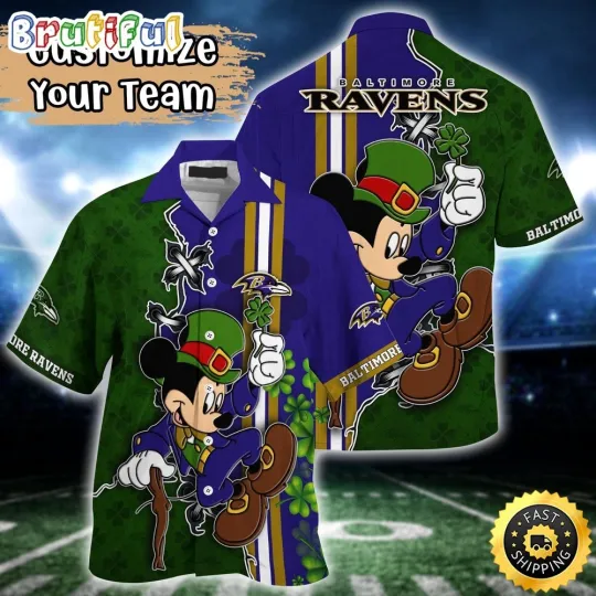 Discover Customized football Baltimore Hawaiian Shirt Mickey Mouse Patricks Day