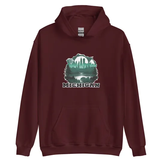 Discover Michigan Unisex Hoodie, Outdoor camping hoodie, Family trip hoodie